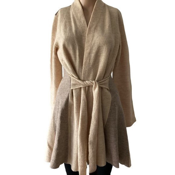 Rosie Neira Denisse 100% Wool Neutral Colorblock Size S Cardigan - Picture 1 of 12